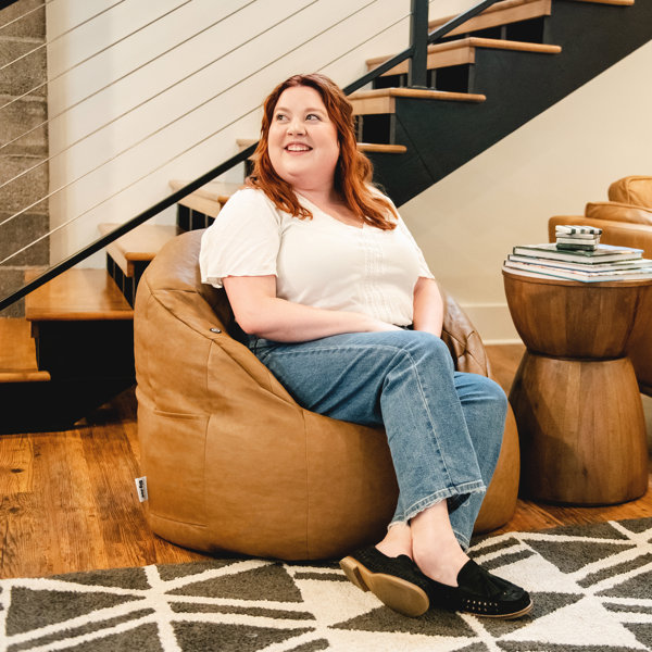 Comfort Research Big Joe Milano Vegan Leather Bean Bag Chair with